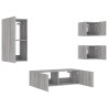 Meuble TV muraux 4 pcs avec lumières LED sonoma gris 