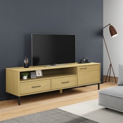 Meuble TV avec pieds en métal Marron Bois de pin massif OSLO 