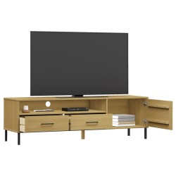 Meuble TV avec pieds en métal Marron Bois de pin massif OSLO 
