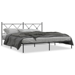Cadre de lit métal sans matelas et tête de lit noir 180x200 cm 