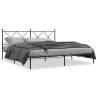 Cadre de lit métal sans matelas et tête de lit noir 180x200 cm 