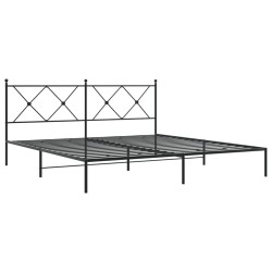 Cadre de lit métal sans matelas et tête de lit noir 180x200 cm 