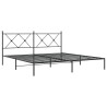 Cadre de lit métal sans matelas et tête de lit noir 180x200 cm 