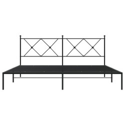 Cadre de lit métal sans matelas et tête de lit noir 180x200 cm 