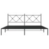 Cadre de lit métal sans matelas et tête de lit noir 180x200 cm 