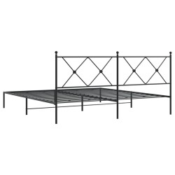 Cadre de lit métal sans matelas et tête de lit noir 180x200 cm 