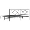 Cadre de lit métal sans matelas et tête de lit noir 180x200 cm 