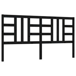 Tête de lit Noir 186x4x100 cm Bois massif de pin 