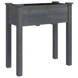 Jardinière avec doublure gris 71x37x76 cm bois massif de sapin 