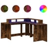 Bureau et lumières LED chêne fumé 152x152x91cm bois ingénierie 