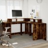 Bureau et lumières LED chêne fumé 152x152x91cm bois ingénierie 