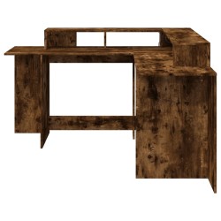 Bureau et lumières LED chêne fumé 152x152x91cm bois ingénierie 