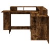 Bureau et lumières LED chêne fumé 152x152x91cm bois ingénierie 