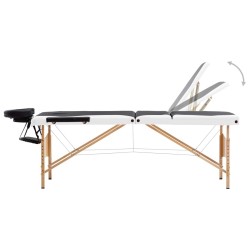 Table de massage pliable 3 zones Bois Noir et blanc 