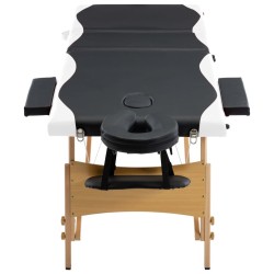 Table de massage pliable 3 zones Bois Noir et blanc 