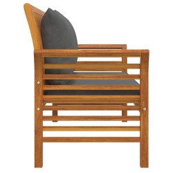 Banc de canapé avec coussins gris foncé Bois d'acacia solide 