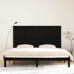 Tête de lit murale Noir 204x3x110 cm Bois massif de pin 
