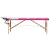 Table de massage pliable 3 zones Bois Blanc et rose 