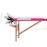 Table de massage pliable 3 zones Bois Blanc et rose 