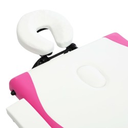 Table de massage pliable 3 zones Bois Blanc et rose 