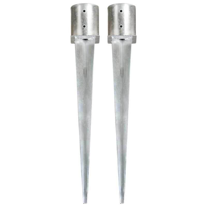 Piquets au sol 2 pcs Argenté 12x91 cm Acier galvanisé Piquets au sol 2 pcs Argenté 12x91 cm Acier galvanisé