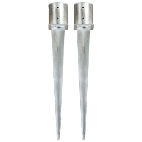 Piquets au sol 2 pcs Argenté 12x91 cm Acier galvanisé 