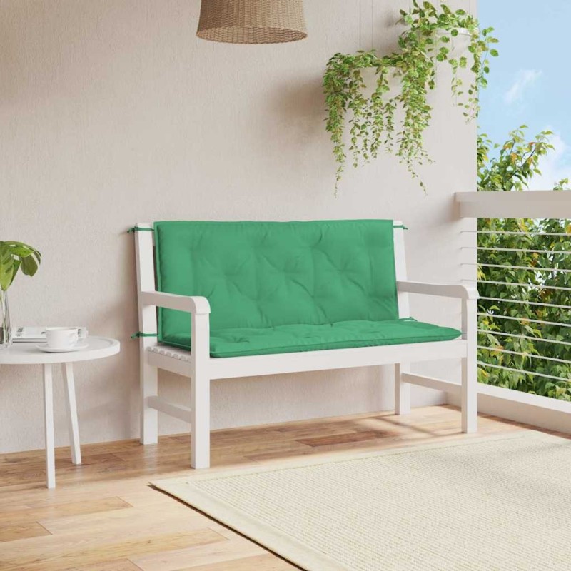 Coussin de banc de jardin vert 120x(50+50)x7 cm tissu oxford 