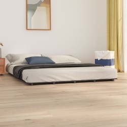 Cadre de lit sans matelas gris 200x200 cm bois massif de pin 
