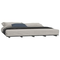 Cadre de lit sans matelas gris 200x200 cm bois massif de pin 