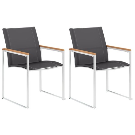 Chaises de jardin lot de 2 Textilène et acier inoxydable Gris 