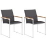 Chaises de jardin lot de 2 Textilène et acier inoxydable Gris 