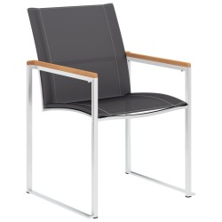 Chaises de jardin lot de 2 Textilène et acier inoxydable Gris 