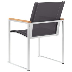Chaises de jardin lot de 2 Textilène et acier inoxydable Gris 