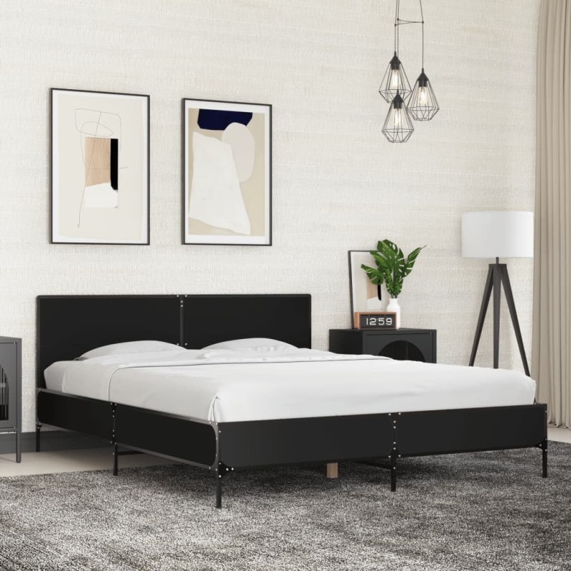 Cadre de lit sans matelas noir 160x200 cm 
