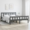 Cadre de lit sans matelas gris bois massif 140x190 cm 