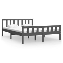 Cadre de lit sans matelas gris bois massif 140x190 cm 