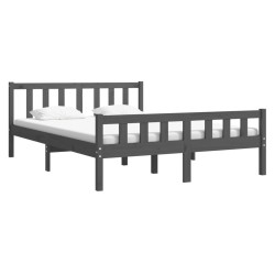 Cadre de lit sans matelas gris bois massif 140x190 cm 