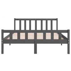 Cadre de lit sans matelas gris bois massif 140x190 cm 