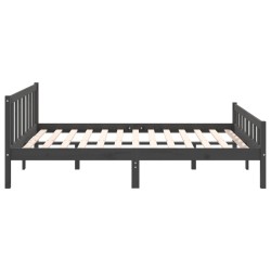 Cadre de lit sans matelas gris bois massif 140x190 cm 