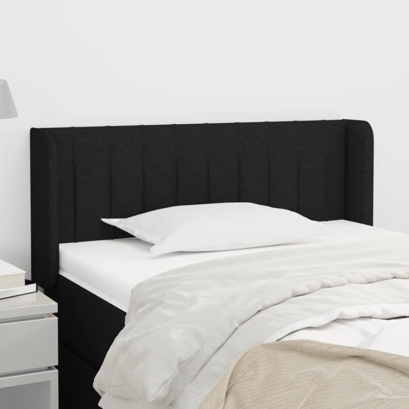 Tête de lit avec oreilles Noir 103x16x78/88 cm Tissu 