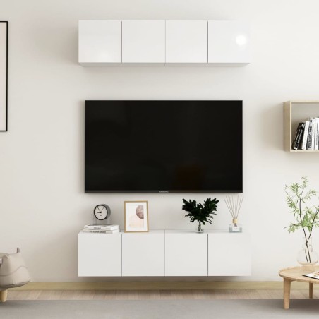 Meubles TV 4 pcs Blanc brillant 60x30x30 cm Bois d'ingénierie 