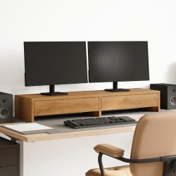 Support de moniteur et tiroirs chêne artisanal bois ingénierie 