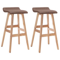 Tabourets de bar lot de 2 taupe tissu 