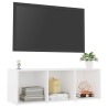 Meuble TV Blanc 107x35x37 cm Bois d’ingénierie 