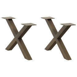 Pieds de table basse en forme de X, 2 pièces, acier naturel, 50 x (30-31) cm 