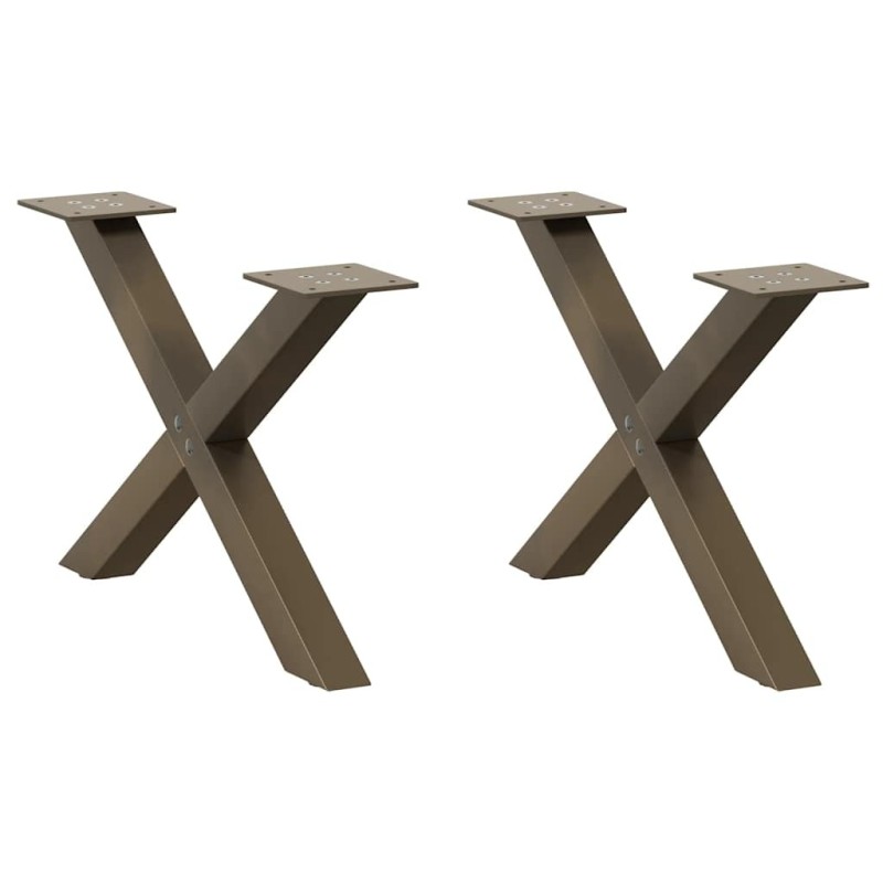 Pieds de table basse en forme de X, 2 pièces, acier naturel, 50 x (30-31) cm 