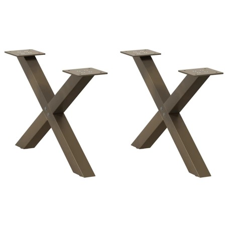 Pieds de table basse en forme de X, 2 pièces, acier naturel, 50 x (30-31) cm 
