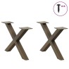 Pieds de table basse en forme de X, 2 pièces, acier naturel, 50 x (30-31) cm 