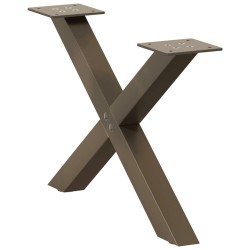 Pieds de table basse en forme de X, 2 pièces, acier naturel, 50 x (30-31) cm 