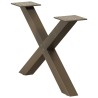 Pieds de table basse en forme de X, 2 pièces, acier naturel, 50 x (30-31) cm 